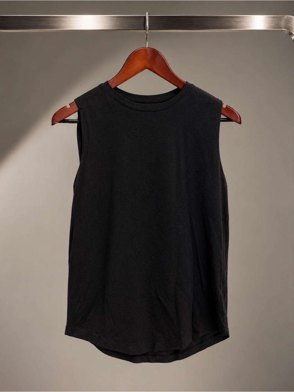 lululemon All Yours Tank Black Pima Cotton Muscle Tank Curved Hem Relaxed Fit 4